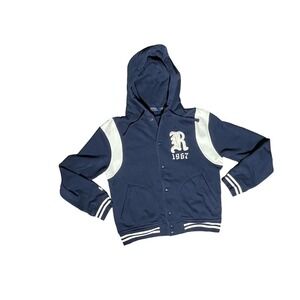 Polo Ralph Lauren Mens Navy Blue Varsity Letterman Hoodie Jacket R 1967 Patch M